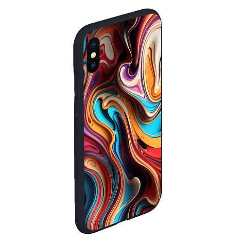 Чехол iPhone XS Max матовый Поток красок / 3D-Черный – фото 2