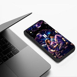 Чехол iPhone XS Max матовый BTS на фоне космоса, цвет: 3D-черный — фото 2