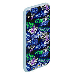 Чехол iPhone XS Max матовый Граффити паттерн, цвет: 3D-голубой — фото 2
