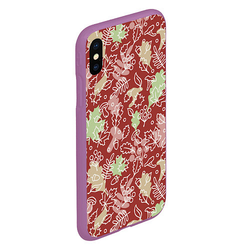 Чехол iPhone XS Max матовый Осень - бордовый / 3D-Фиолетовый – фото 2