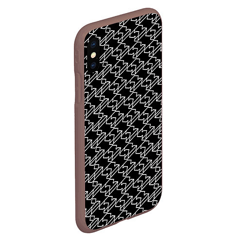 Чехол iPhone XS Max матовый Киберпанк линии белые / 3D-Коричневый – фото 2