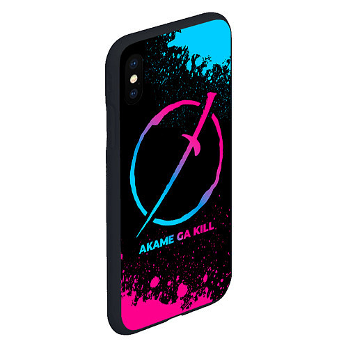 Чехол iPhone XS Max матовый Akame ga Kill - neon gradient / 3D-Черный – фото 2