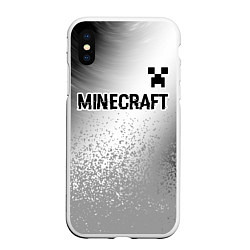 Чехол iPhone XS Max матовый Minecraft glitch на светлом фоне: символ сверху, цвет: 3D-белый