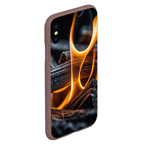 Чехол iPhone XS Max матовый Дрова в костре - нейросеть / 3D-Коричневый – фото 2