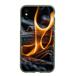 Чехол iPhone XS Max матовый Дрова в костре - нейросеть