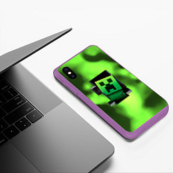 Чехол iPhone XS Max матовый Creeper acid, цвет: 3D-фиолетовый — фото 2