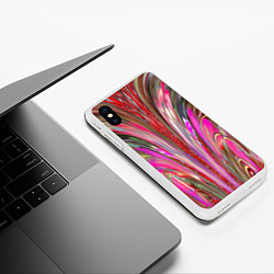 Чехол iPhone XS Max матовый Размытый узор с розовыми и серыми тонами, цвет: 3D-белый — фото 2