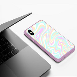 Чехол iPhone XS Max матовый Абстракция бледные цвета, цвет: 3D-сиреневый — фото 2