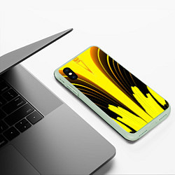 Чехол iPhone XS Max матовый Черно-желтые мотивы, цвет: 3D-салатовый — фото 2