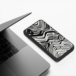 Чехол iPhone XS Max матовый Волнистые белые линии, цвет: 3D-черный — фото 2