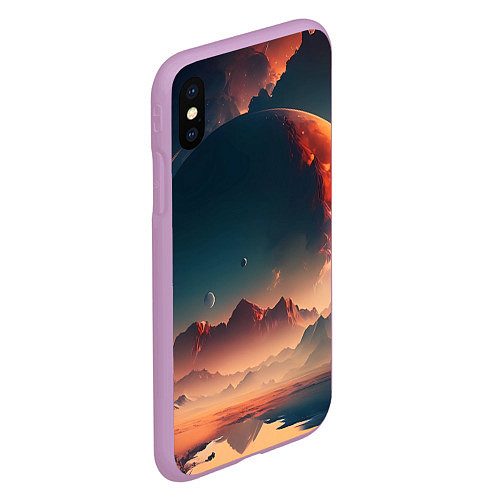 Чехол iPhone XS Max матовый Планета в далеком космосе / 3D-Сиреневый – фото 2