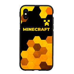 Чехол iPhone XS Max матовый Minecraft - gold gradient: символ сверху, цвет: 3D-черный