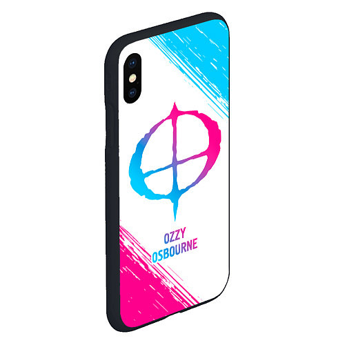 Чехол iPhone XS Max матовый Ozzy Osbourne neon gradient style / 3D-Черный – фото 2