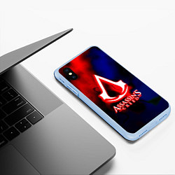 Чехол iPhone XS Max матовый Assassins Creed fire, цвет: 3D-голубой — фото 2