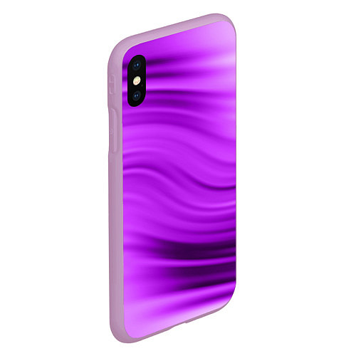 Чехол iPhone XS Max матовый Розово фиолетовый абстрактный узор волны / 3D-Сиреневый – фото 2