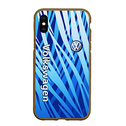 Чехол iPhone XS Max матовый Volkswagen - синий камуфляж