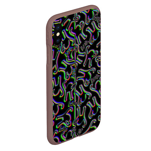 Чехол iPhone XS Max матовый Ъуъ съука глитч паттерн / 3D-Коричневый – фото 2