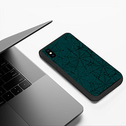 Чехол iPhone XS Max матовый Паутина тёмно-зелёный, цвет: 3D-черный — фото 2