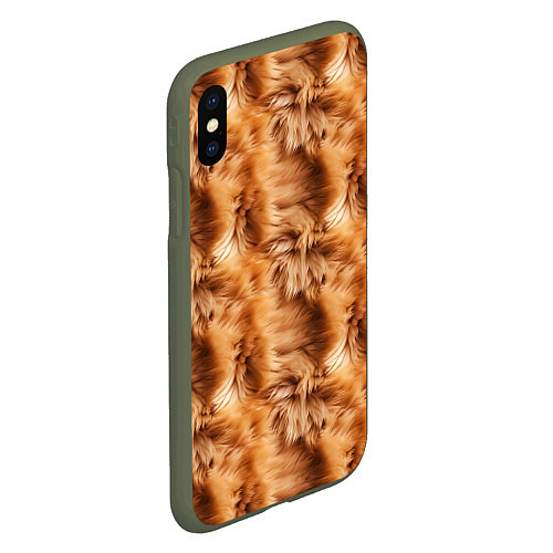 Чехол iPhone XS Max матовый Меховой паттерн / 3D-Темно-зеленый – фото 2