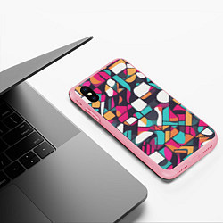 Чехол iPhone XS Max матовый Разноцветные ретро фигуры, цвет: 3D-баблгам — фото 2