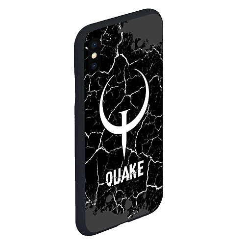 Чехол iPhone XS Max матовый Quake glitch на темном фоне / 3D-Черный – фото 2