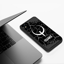 Чехол iPhone XS Max матовый Quake glitch на темном фоне, цвет: 3D-черный — фото 2