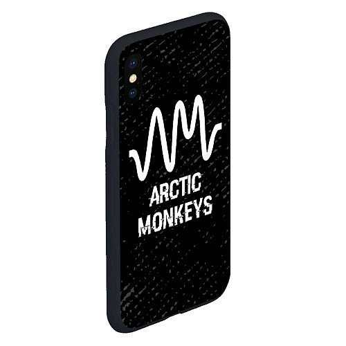 Чехол iPhone XS Max матовый Arctic Monkeys glitch на темном фоне / 3D-Черный – фото 2