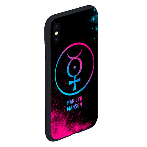 Чехол iPhone XS Max матовый Marilyn Manson - neon gradient / 3D-Черный – фото 2