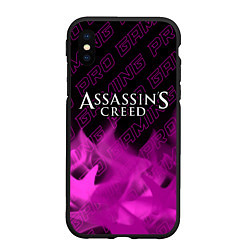 Чехол iPhone XS Max матовый Assassins Creed pro gaming: символ сверху, цвет: 3D-черный
