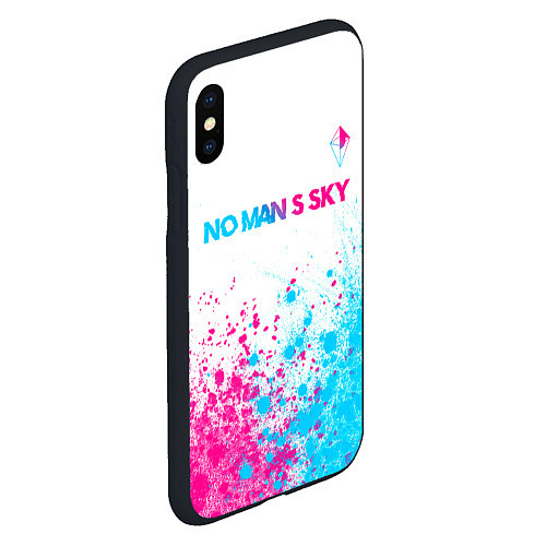 Чехол iPhone XS Max матовый No Mans Sky neon gradient style: символ сверху / 3D-Черный – фото 2