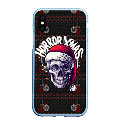 Чехол iPhone XS Max матовый Horror xmas, цвет: 3D-голубой