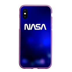 Чехол iPhone XS Max матовый Nasa звёздное небо, цвет: 3D-фиолетовый