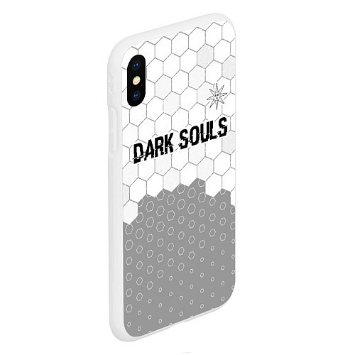 Чехол iPhone XS Max матовый Dark Souls glitch на светлом фоне: символ сверху / 3D-Белый – фото 2