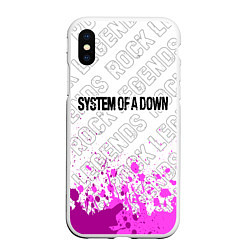 Чехол iPhone XS Max матовый System of a Down rock legends: символ сверху, цвет: 3D-белый