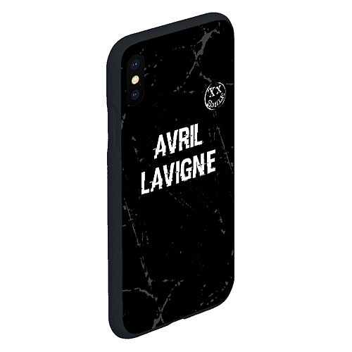 Чехол iPhone XS Max матовый Avril Lavigne glitch на темном фоне: символ сверху / 3D-Черный – фото 2