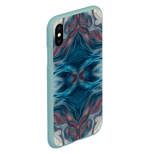 Чехол iPhone XS Max матовый Абстрактные краски / 3D-Мятный – фото 2