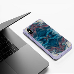 Чехол iPhone XS Max матовый Абстрактные краски, цвет: 3D-светло-сиреневый — фото 2