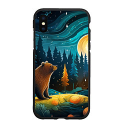 Чехол iPhone XS Max матовый Хозяин тайги: медведь в лесу, цвет: 3D-черный