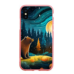 Чехол iPhone XS Max матовый Хозяин тайги: медведь в лесу