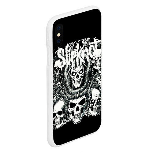 Чехол iPhone XS Max матовый Slipknot и черепушки / 3D-Белый – фото 2