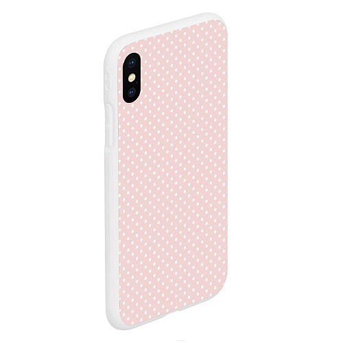Чехол iPhone XS Max матовый Белый горох на бледно розовом фоне / 3D-Белый – фото 2