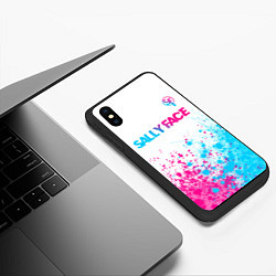 Чехол iPhone XS Max матовый Sally Face neon gradient style: символ сверху, цвет: 3D-черный — фото 2