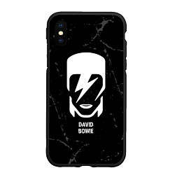 Чехол iPhone XS Max матовый David Bowie glitch на темном фоне, цвет: 3D-черный