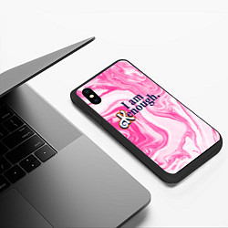 Чехол iPhone XS Max матовый I am kenough - розовые разводы краски, цвет: 3D-черный — фото 2
