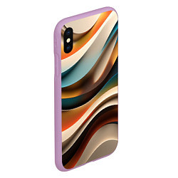 Чехол iPhone XS Max матовый Волнистая объёмная текстура - нейросеть, цвет: 3D-сиреневый — фото 2