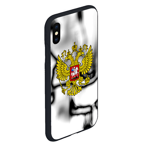 Чехол iPhone XS Max матовый Герб РФ черно белый / 3D-Черный – фото 2