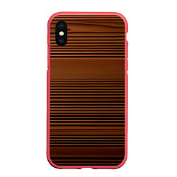 Чехол iPhone XS Max матовый Деревяшка, цвет: 3D-красный