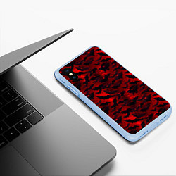 Чехол iPhone XS Max матовый Летучие мыши в красную ночь, цвет: 3D-голубой — фото 2