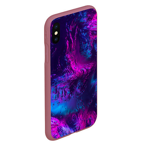 Чехол iPhone XS Max матовый Неоновая абстракция синий и розовый / 3D-Малиновый – фото 2