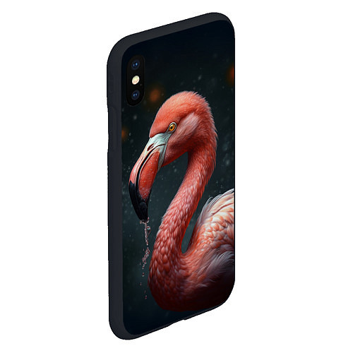 Чехол iPhone XS Max матовый Фламинго с каплями воды / 3D-Черный – фото 2